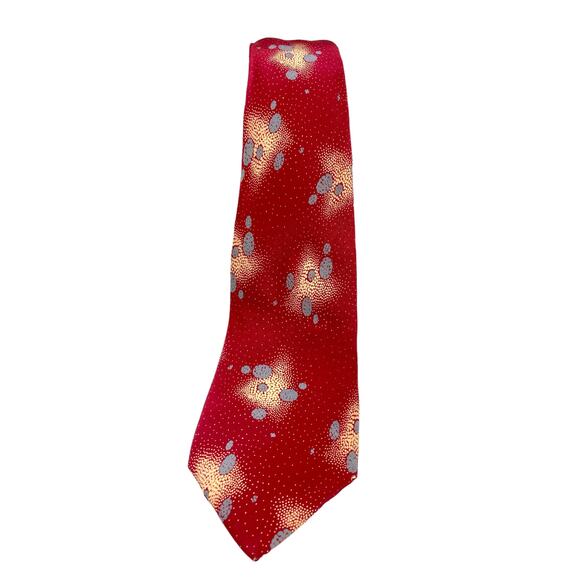 Vintage X'Andrini Necktie 100% Italian Silk Tie Geo Design Red, Blue & Cream - Picture 2 of 6